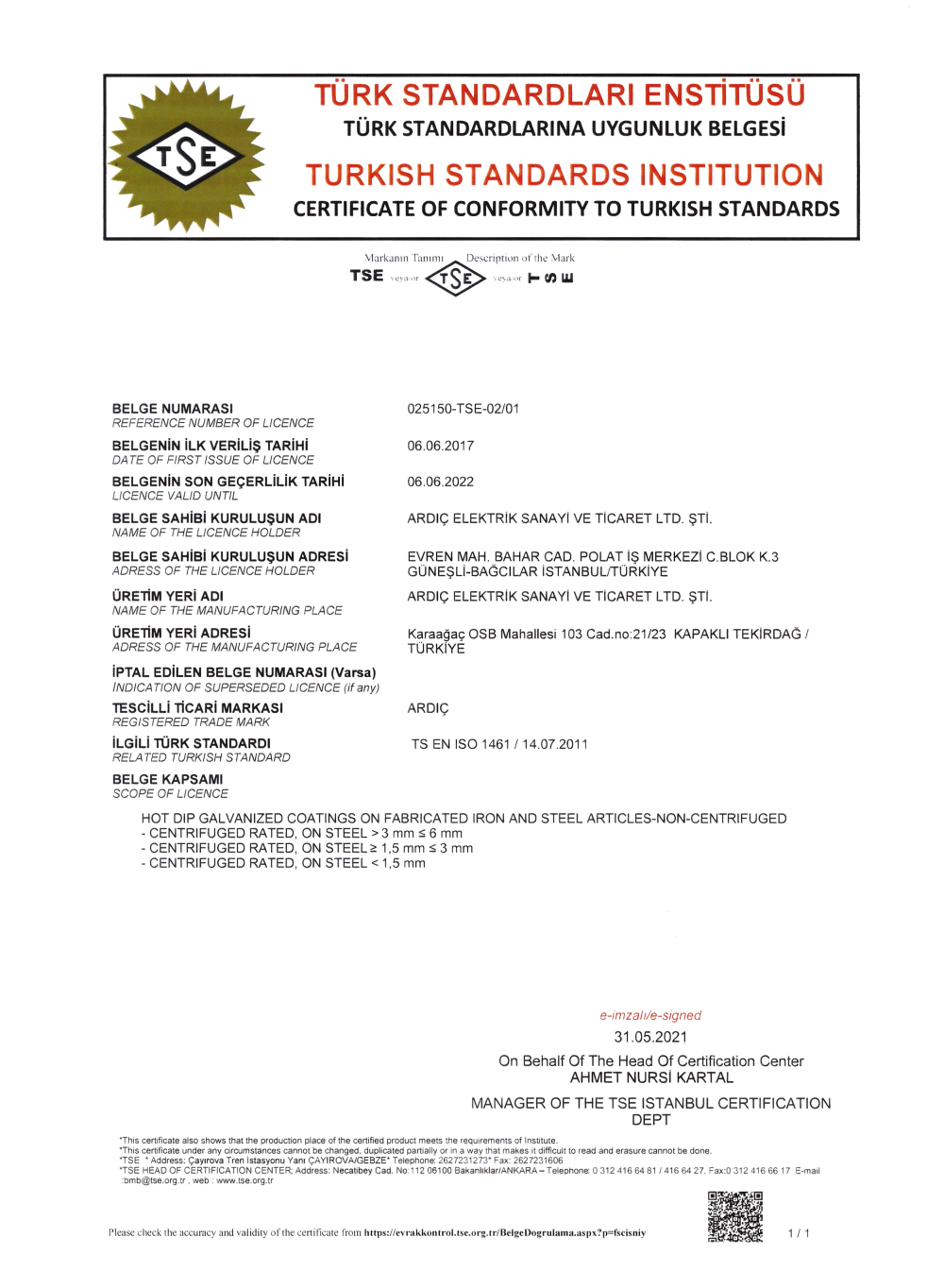 TS EN ISO 61537 (TR)