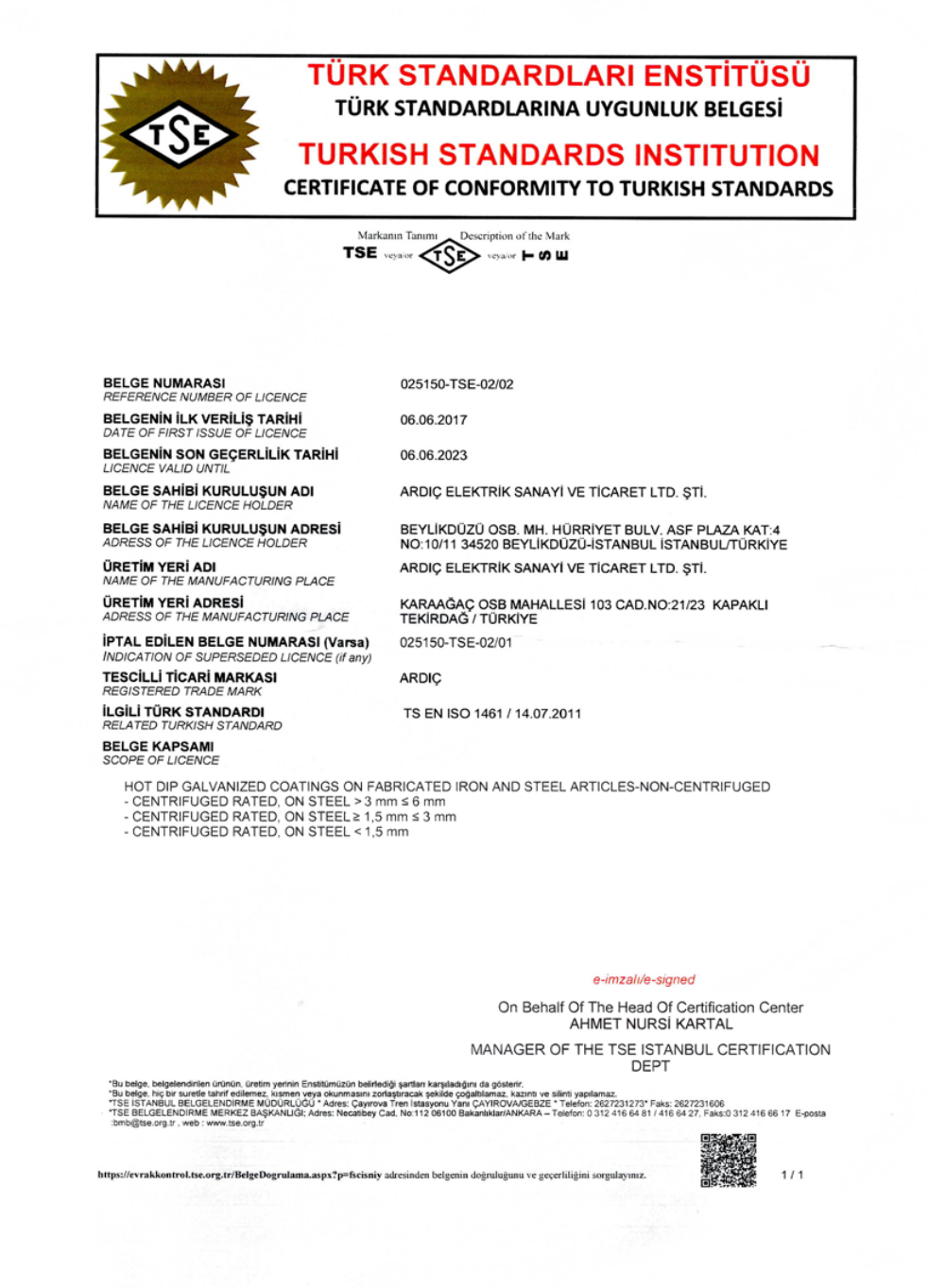 TSE EN ISO 1461 (ENG)