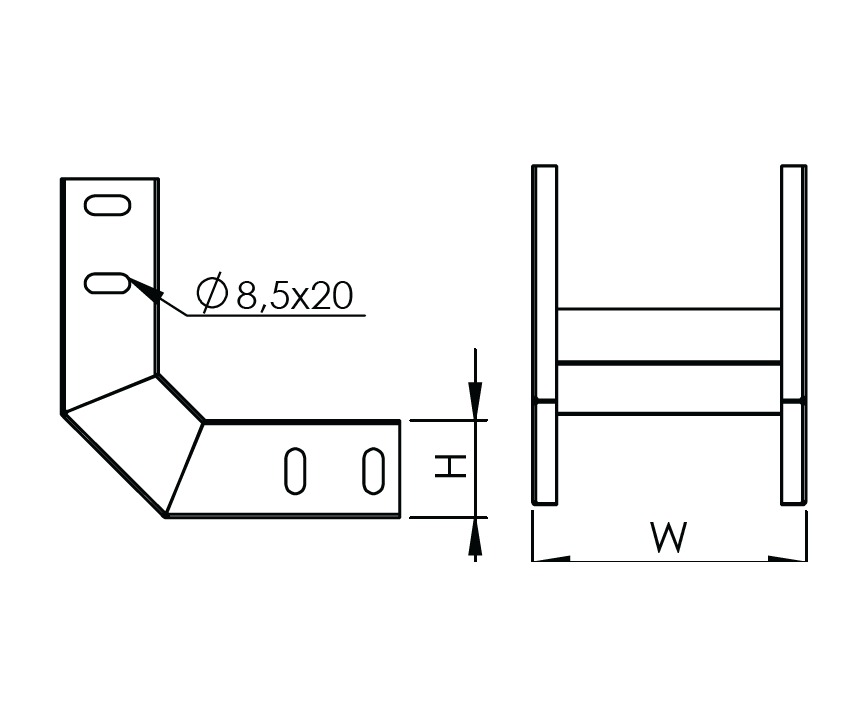 Dış Bukey Sabit 90 Derece Dönüş W600mm H40mm T1,2mm HDG