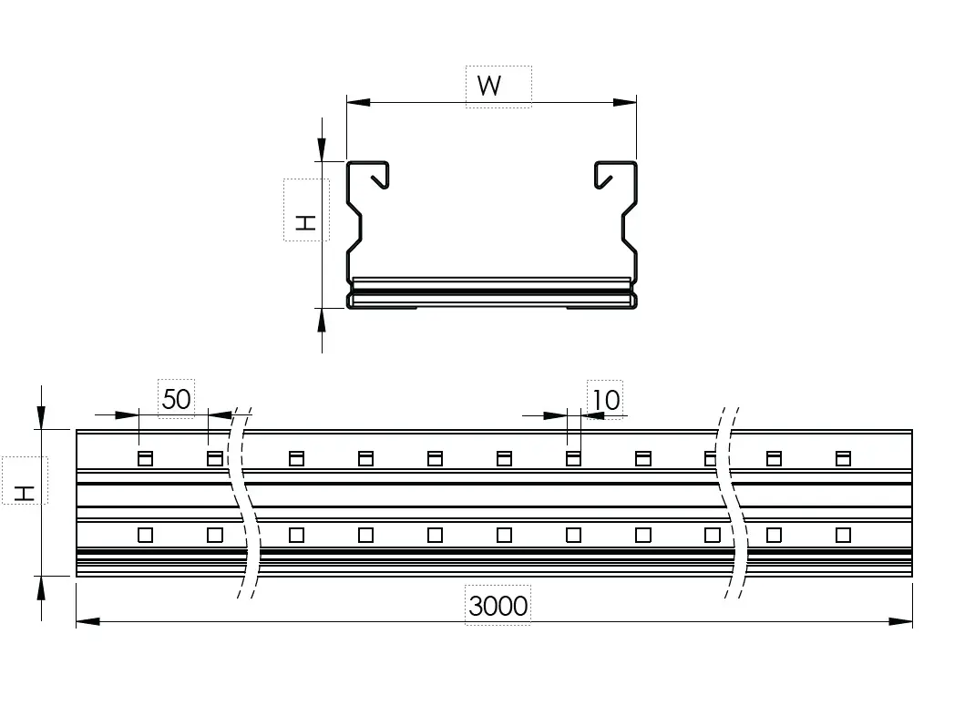 ФМД Кабель-Рост W1000mm H100mm T1,5mm L:3000mm Горячий Цинк