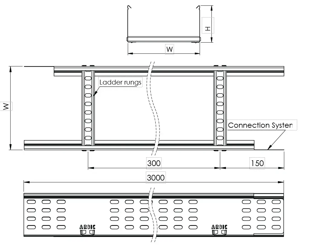 CM Tipi Kablo Merdiveni W700mm H100mm T1,5mm L:3000 HDG