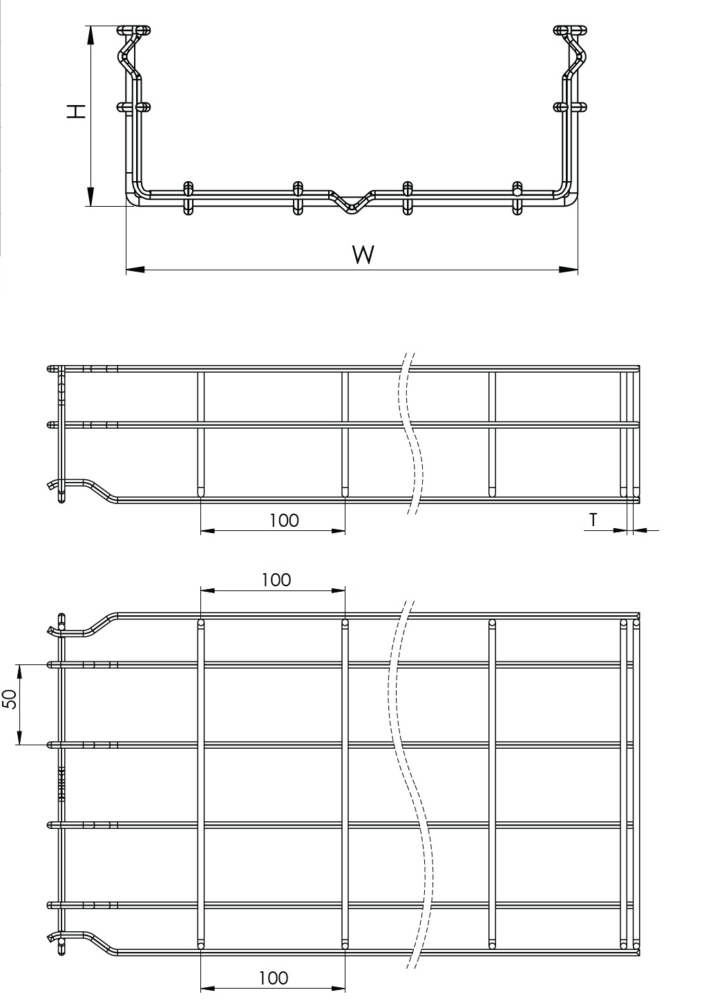 Hızlı Bağlantılı Tel Kanal W200mm H35mm T5mm L:3000 HDG