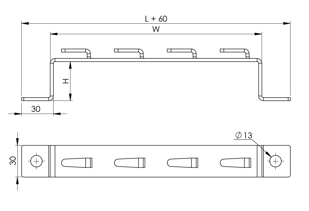 Скоба для Проволочного Лотка L:250mm ( Гор. Цинк )